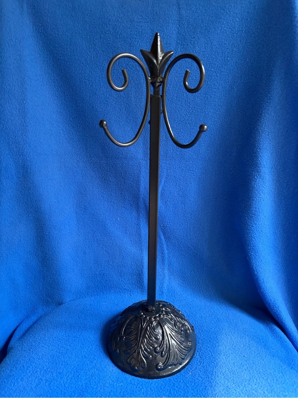 Vtg Hat/Jewelry Stand. Black Wrought & Cast Iron. Adjustable.